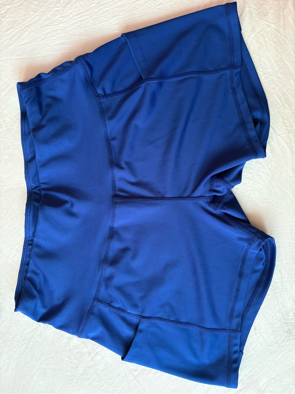 Ross Sportswear Blue High-Waist Athletic Bike Shorts with Side Pockets